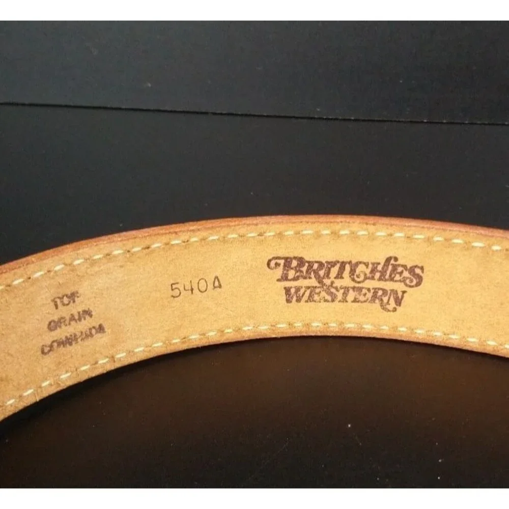 VTG Justin Britches Western Top Grain Tooled Leather Belt Size 28 Floral Brown